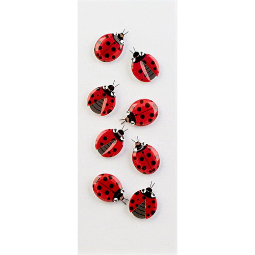 Little B - Decorative 3 Dimensional Stickers with Gem Accents - Ladybugs - Mini