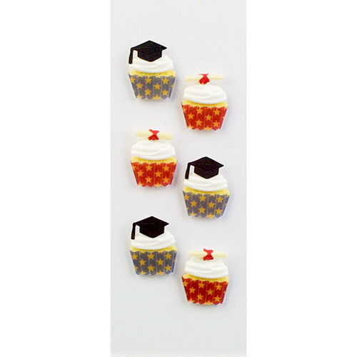 Little B - Decorative 3 Dimensional Stickers - Graduation Cupcakes - Mini