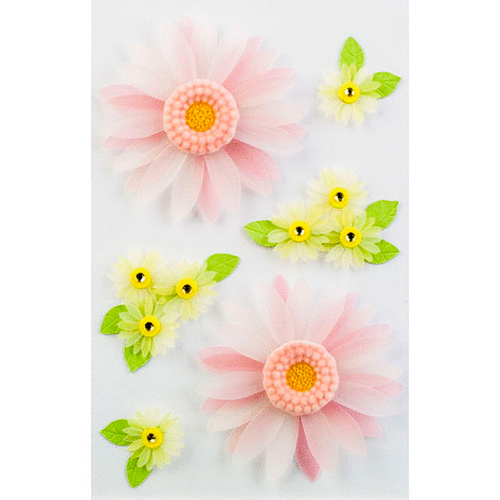 Little B - Decorative 3 Dimensional Stickers - Gerbera Daisies - Medium