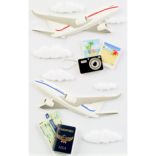 Little B - Decorative 3 Dimensional Stickers - Airplanes - Medium