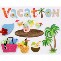 Little B - Decorative 3 Dimensional Stickers with Epoxy Gem and Glitter Accents - Vacation - Large