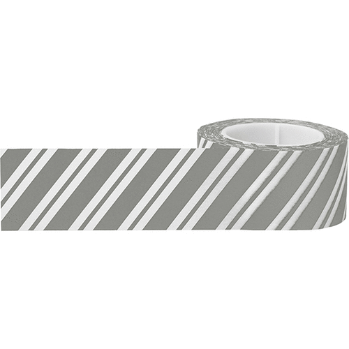 Little B - Decorative Paper Tape - Wide Silver Stripes - 25mm