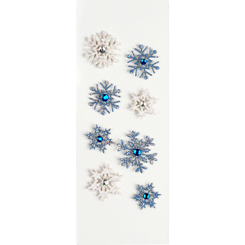 Little B - 3 Dimensional Stickers with Gem and Glitter Accents - Winter Snowflakes - Mini