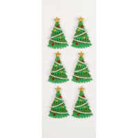 Little B - 3 Dimensional Stickers with Gem and Glitter Accents - Christmas Trees - Mini