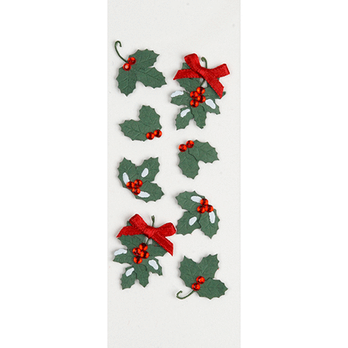 Little B - 3 Dimensional Stickers with Gem Accents - Holly and Berries - Mini