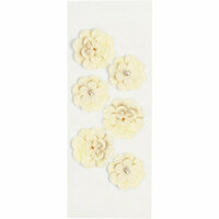 Little B - 3 Dimensional Stickers - Crepe Paper Flowers - White - Mini