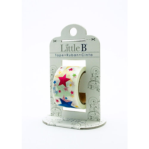 Little B - Decorative Paper Tape - Pink Foil Color Stars - 25mm