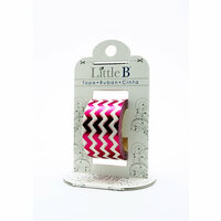 Little B - Decorative Paper Tape - Pink Foil Chevron - 25mm