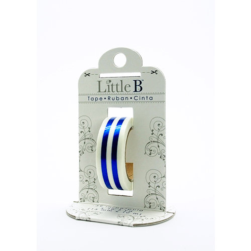 Little B - Decorative Paper Tape - Blue Foil Mono Stripe - 15mm