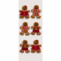 Little B - Christmas Collection - Decorative 3 Dimensional Stickers - Holiday Gingerbread Men - Mini