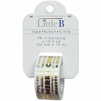 Little B - Christmas Collection - Decorative Paper Tape - Merry Christmas Word Play Gold Foil - 25mm