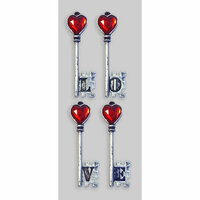 Little B - Decorative 3 Dimensional Stickers - Love Keys - Mini