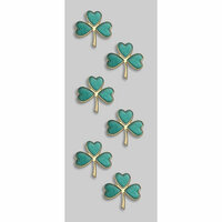 Little B - Decorative 3 Dimensional Stickers - Green and Gold Shamrock - Mini