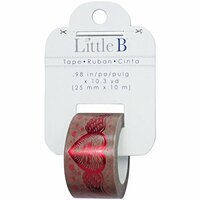 Little B - Decorative Paper Tape - Red Foil Wing Heart Kraft - 25mm