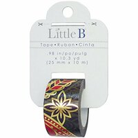 Little B - Decorative Paper Tape - Gold Foil Pink and Purple Pattern - 25mm