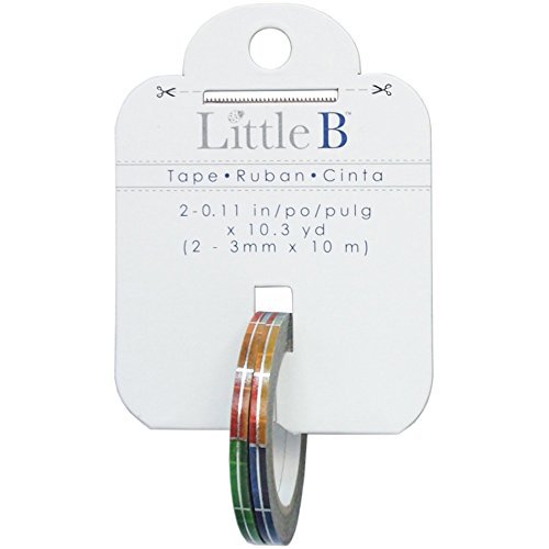 Little B - Decorative Paper Tape - Silver Foil Multi Color Squares - 3mm