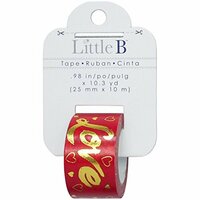 Little B - Decorative Paper Tape - Gold Foil Red Love - 25mm