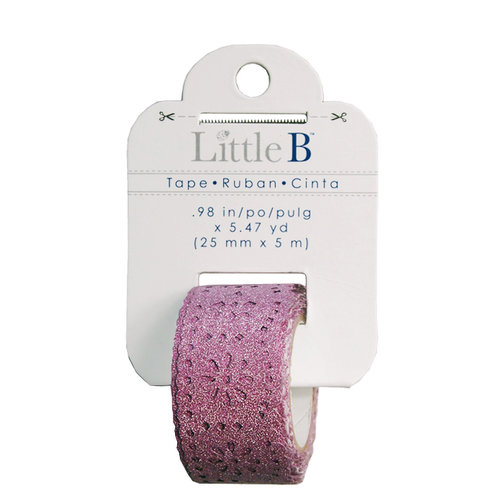 Little B - Decorative Paper Tape - Pink Glitter Lace - 25mm