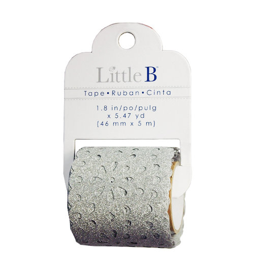 Little B - Decorative Paper Tape - Silver Glitter Lace Deco - 46mm