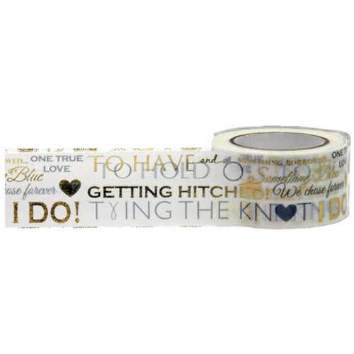 Little B - Decorative Paper Tape - Gold and Silver Foil Wedding Word Play - 25mm