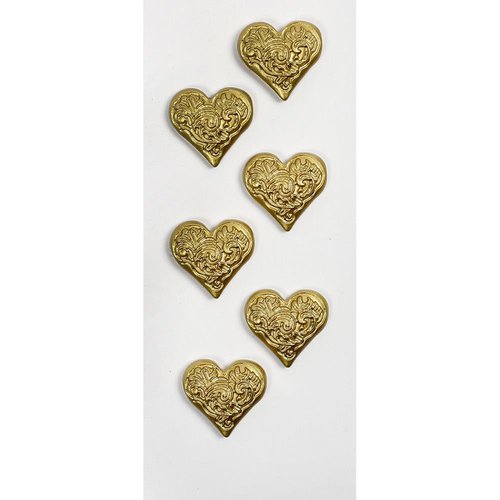 Little B - Decorative 3 Dimensional Stickers - Gold Hearts - Mini
