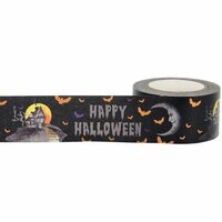 Little B - Halloween - Decorative Paper Tape - Orange Foil Happy Halloween - 25mm