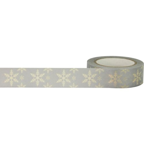 Little B - Christmas - Decorative Paper Tape - Metallic Cream Snowflake - 15mm