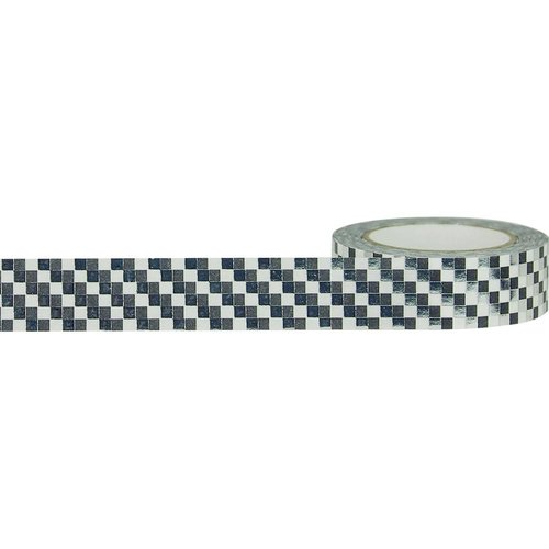 Little B - Decorative Paper Tape - Silver Foil Squares - 15mm