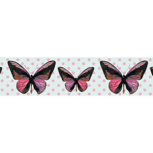 Little B - Decorative Paper Tape - Rose Gold Foil Octagons and Butterflies - 25mm