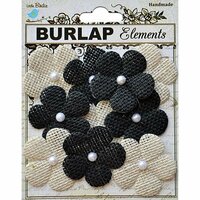 Little Birdie Crafts - Mix Media Collection - Burlap Buttercups - Black and White