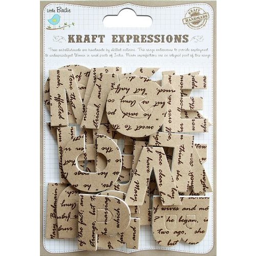 Little Birdie Crafts - Kraft Expressions Collection - 3 Dimensional Stickers - Alphabet - Uppercase - Script - Large