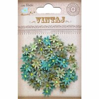 Little Birdie Crafts - Vintaj Collection - Jeweled Florettes - Micro - Rustic Teal