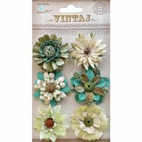 Little Birdie Crafts - Vintaj Collection - Fusion Blossoms - Rustic Teal