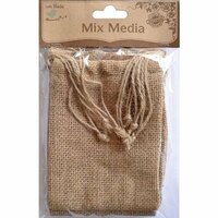 Little Birdie Crafts - Mix Media Collection - Burlap Drawstring Bags - Natural