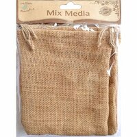 Little Birdie Crafts - Mix Media Collection - Burlap Drawstring Bags - Natural