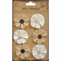 Little Birdie Crafts - Mix Media Collection - Burlap Designer Blooms - Natural