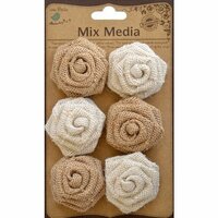 Little Birdie Crafts - Mix Media Collection - Burlap English Roses - Natural and Cream