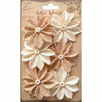Little Birdie Crafts - Mix Media Collection - Burlap Star Daisies - Natural and Cream