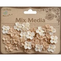 Little Birdie Crafts - Mix Media Collection - Burlap Mini Beaded Petites - Natural and Cream