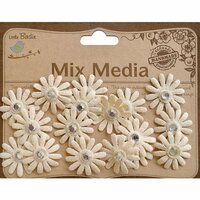 Little Birdie Crafts - Mix Media Collection - Canvas Jeweled Thin Daisies - Natural