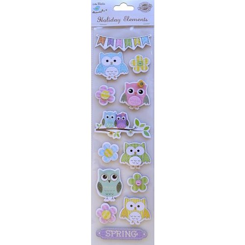 Little Birdie Crafts - Holiday Elements Collection - Spring - 3 Dimensional Printed Owl