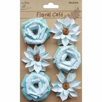 Little Birdie Crafts - Floral Cafe Collection - Printed Milan Petals - Blue