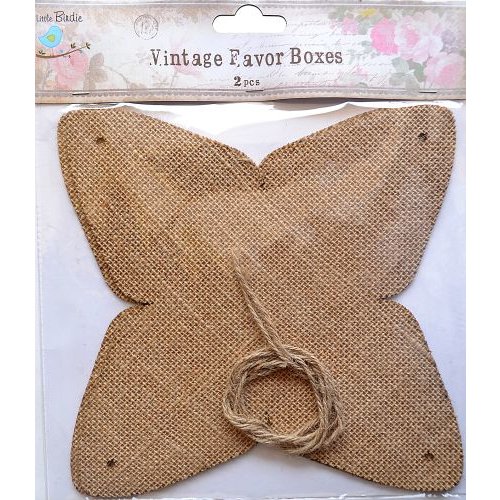 Little Birdie Crafts - Burlap Collection - Gift Box - Pyramid with Ribbon - Large