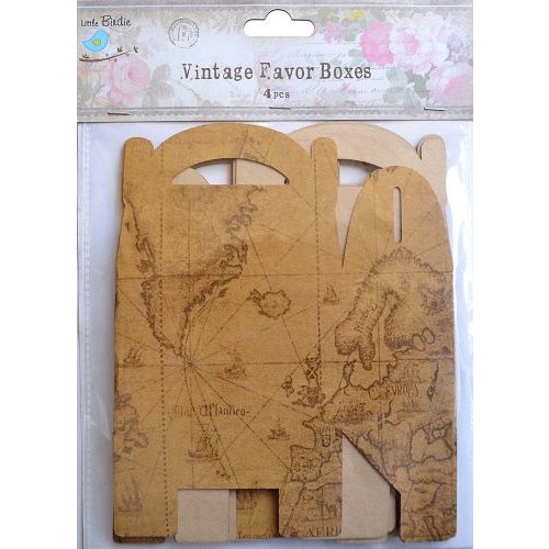 Little Birdie Crafts - Vintage Map Collection - Gift Box - Gable - Medium