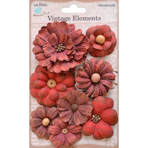 Little Birdie Crafts - Vellum Elements Collection - Symphony Flower - Cherry Red