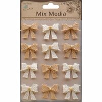 Little Birdie Crafts - Mix Media Collection - Burlap Beaded Bows - Natural and Cream