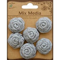 Little Birdie Crafts - Mix Media Collection - Canvas Ribbon Roses - Galvanized