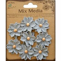 Little Birdie Crafts - Mix Media Collection - Canvas Star Flowers - Galvanized