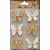 Little Birdie Crafts - Mix Media Collection - Burlap Butterflies - Natural and Cream