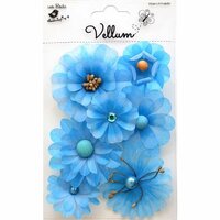 Little Birdie Crafts - Vellum Elements Collection - Symphony Flowers - Cool Blue
